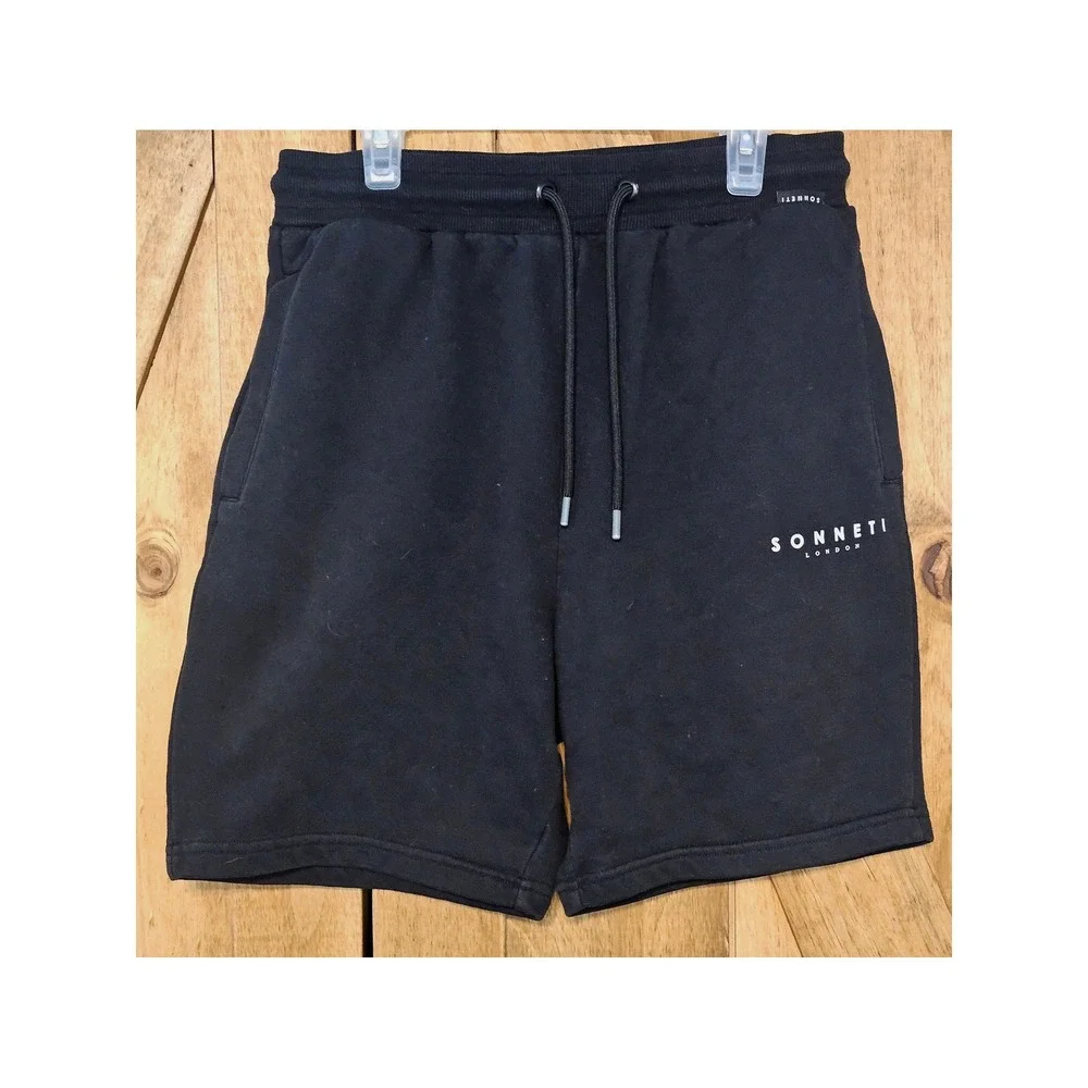 Sonneti Black Jersey Knit Brom Shorts Men M London Drawstring Casual Sporty #781